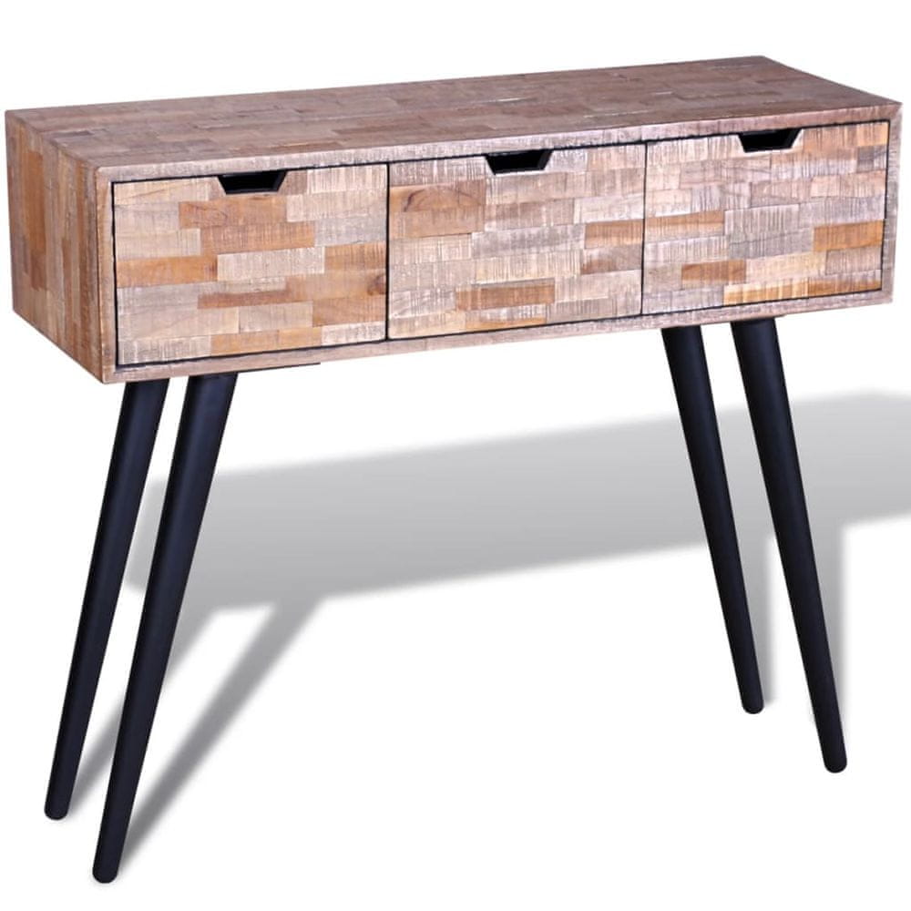 Petromila vidaXL Konzolový stolík s 3 zásuvkami, recyklované tíkové drevo 